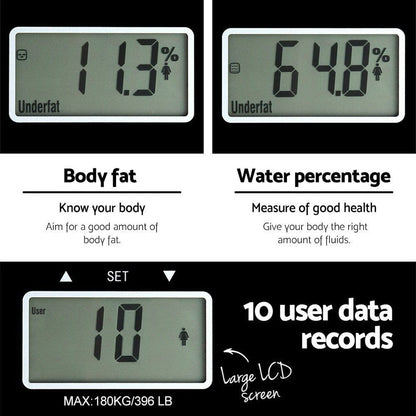 Everfit Home & Garden > Scales > Bathroom Scales Everfit Body Fat Bathroom Scale Weighing Water Body Fat Gym 180KG