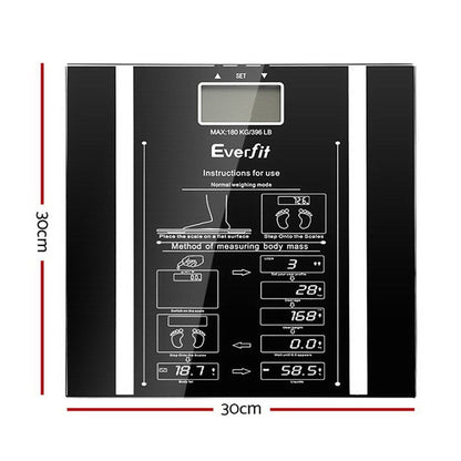 Everfit Home & Garden > Scales > Bathroom Scales Everfit Body Fat Bathroom Scale Weighing Water Body Fat Gym 180KG