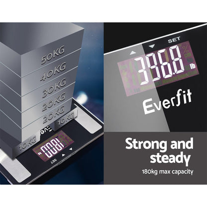 Everfit Home & Garden > Scales > Bathroom Scales Everfit Body Fat Bathroom Scale Weighing Wireless Bluetooth Gym 180KG
