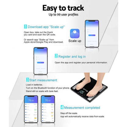 Everfit Home & Garden > Scales > Bathroom Scales Everfit Body Fat Bathroom Scale Weighing Wireless Bluetooth Gym 180KG