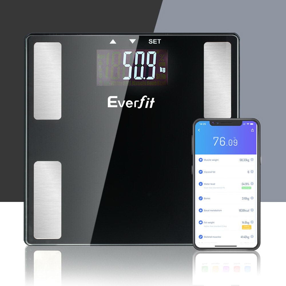 Everfit Home & Garden > Scales > Bathroom Scales Everfit Body Fat Bathroom Scale Weighing Wireless Bluetooth Gym 180KG