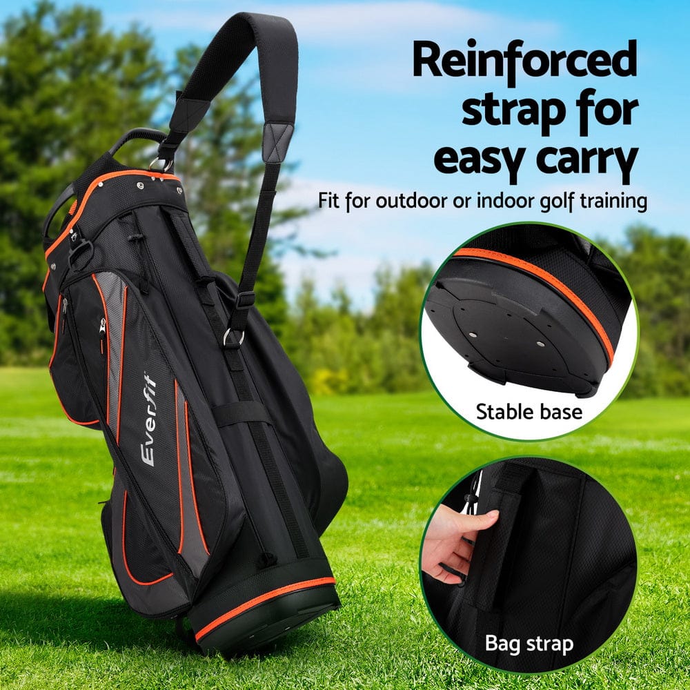 Everfit Home & Garden > Travel > Duffel Bags Everfit 14 Ways Dividers Golf Bag Stand Insulated Carry Bag Zippered Rain Cover