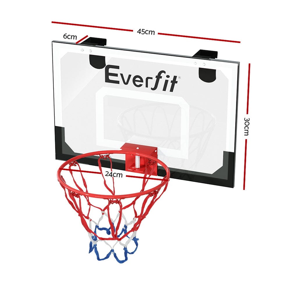 Everfit Sports & Fitness > Ball Sports > Basketball & Basketball Accessories Everfit 23" Mini Basketball Hoop Backboard Door Wall Mounted Sports Kids Black