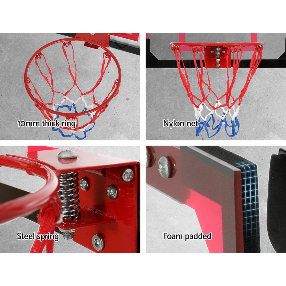 Everfit Sports & Fitness > Ball Sports > Basketball & Basketball Accessories Everfit 23" Mini Basketball Hoop Backboard Door Wall Mounted Sports Kids Red