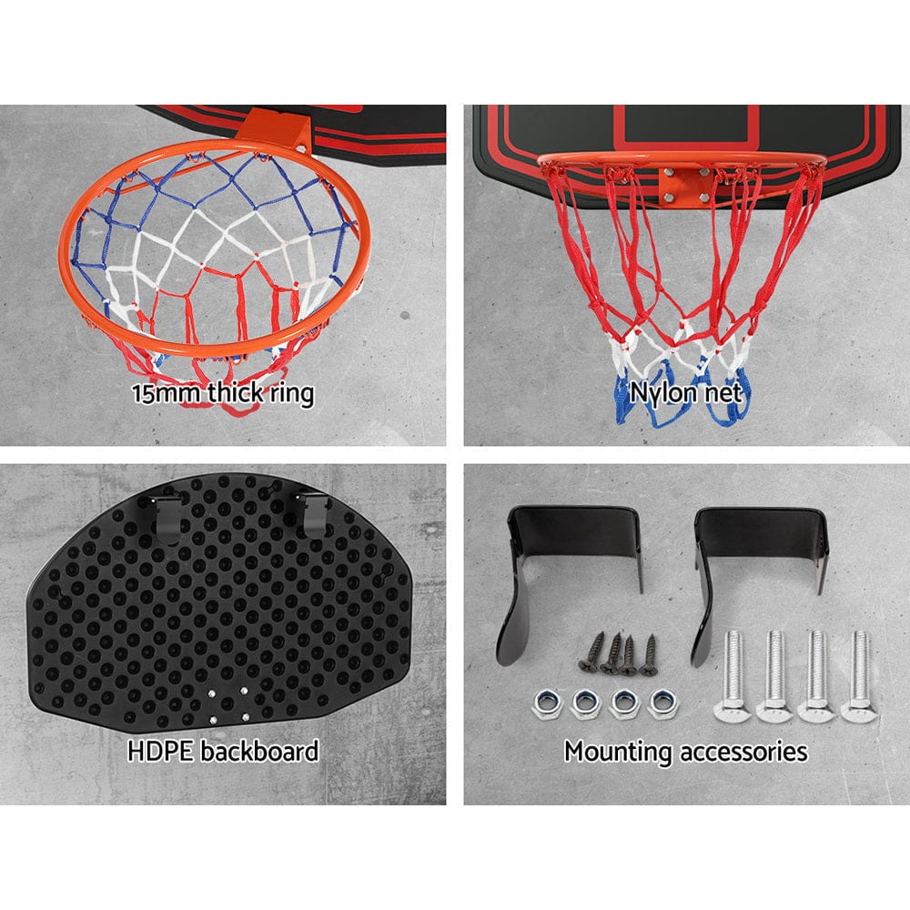 Everfit Sports & Fitness > Ball Sports > Basketball & Basketball Accessories Everfit 38" Basketball Hoop Backboard Door Wall Mounted Ring Net Sports Kids