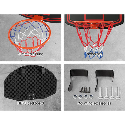 Everfit Sports & Fitness > Ball Sports > Basketball & Basketball Accessories Everfit 38" Basketball Hoop Backboard Door Wall Mounted Ring Net Sports Kids