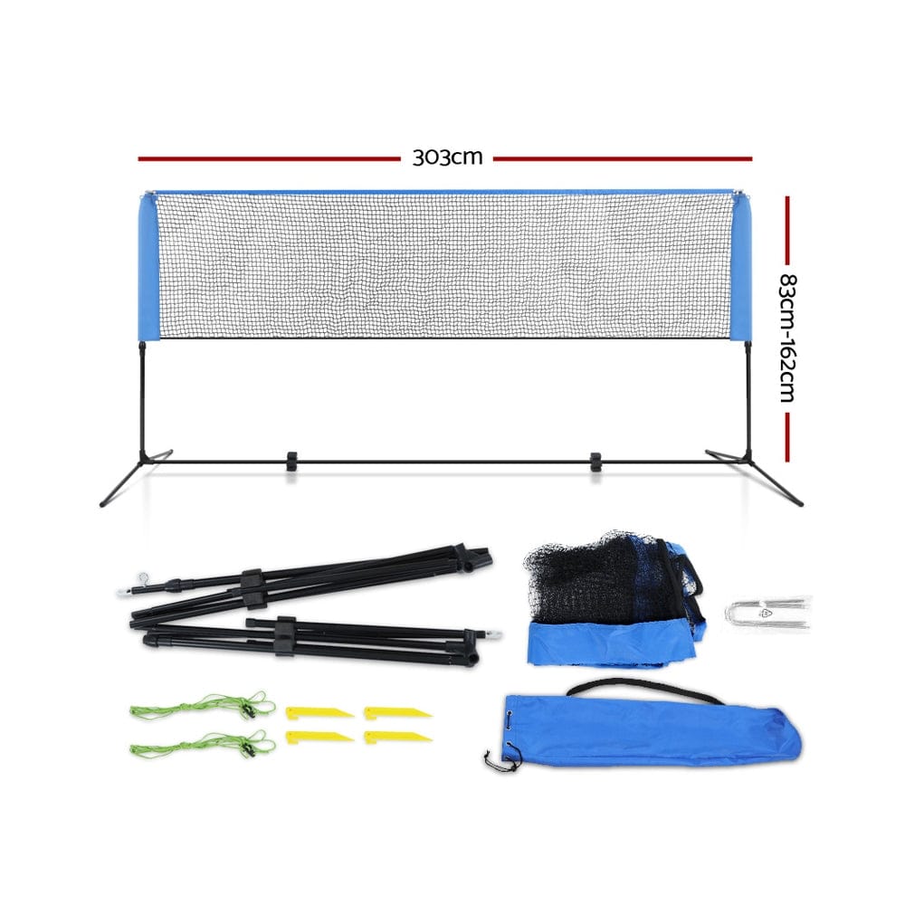 Everfit Sports & Fitness > Ball Sports > Basketball & Basketball Accessories Everfit 3m Badminton Tennis Net Portable Volleyball Kit Adjustable Height