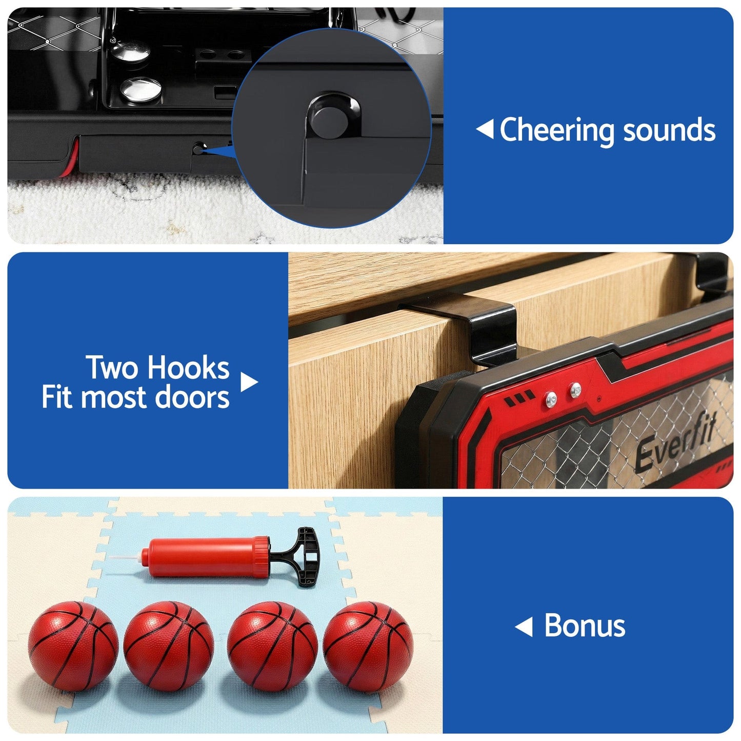 Everfit Sports & Fitness > Ball Sports > Basketball & Basketball Accessories Everfit Mini Basketball Hoop Over Door Indoor LED Scoreboard Kids Set 40x30cm