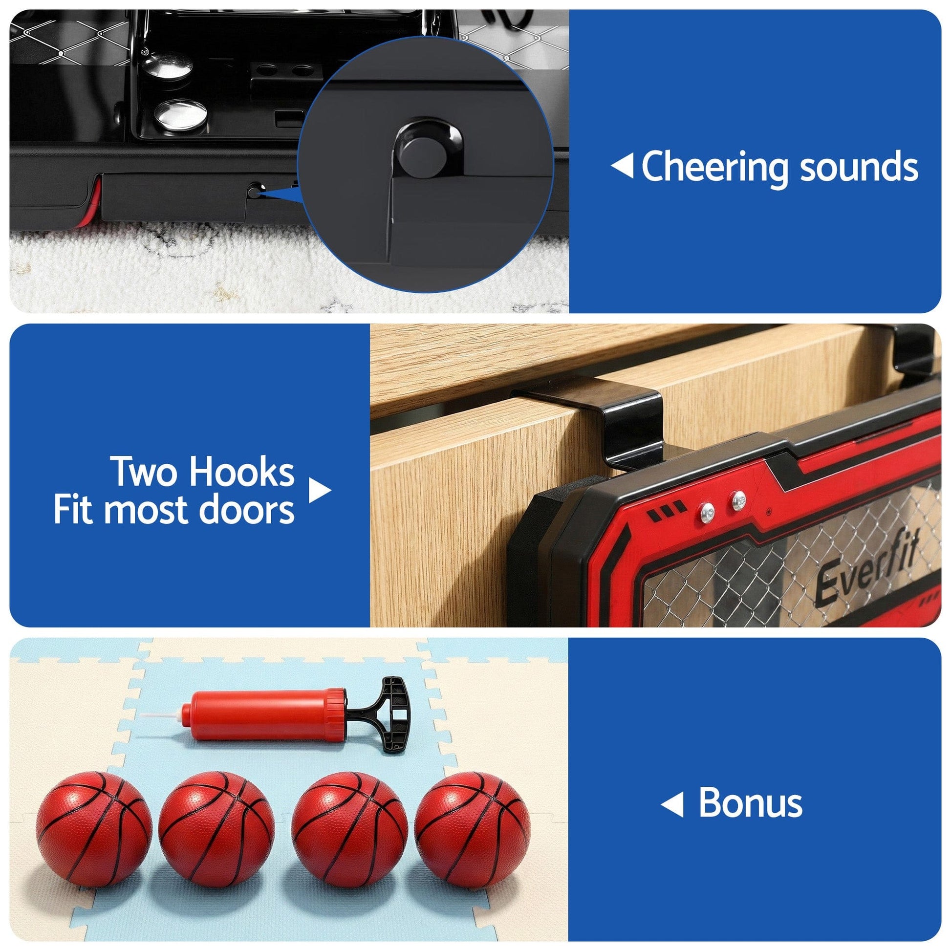 Everfit Sports & Fitness > Ball Sports > Basketball & Basketball Accessories Everfit Mini Basketball Hoop Over Door Indoor LED Scoreboard Kids Set 40x30cm