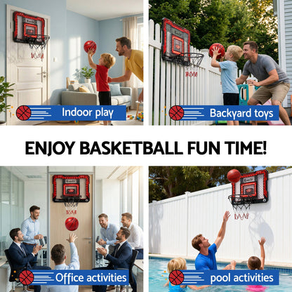 Everfit Sports & Fitness > Ball Sports > Basketball & Basketball Accessories Everfit Mini Basketball Hoop Over Door Indoor LED Scoreboard Kids Set 40x30cm