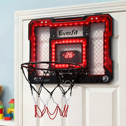 Everfit Sports & Fitness > Ball Sports > Basketball & Basketball Accessories Everfit Mini Basketball Hoop Over Door Indoor LED Scoreboard Kids Set 40x30cm