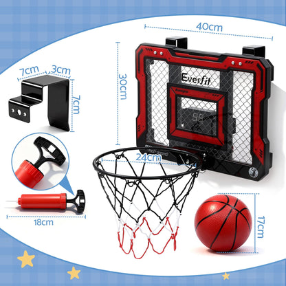 Everfit Sports & Fitness > Ball Sports > Basketball & Basketball Accessories Everfit Mini Basketball Hoop Over Door Indoor LED Scoreboard Kids Set 40x30cm