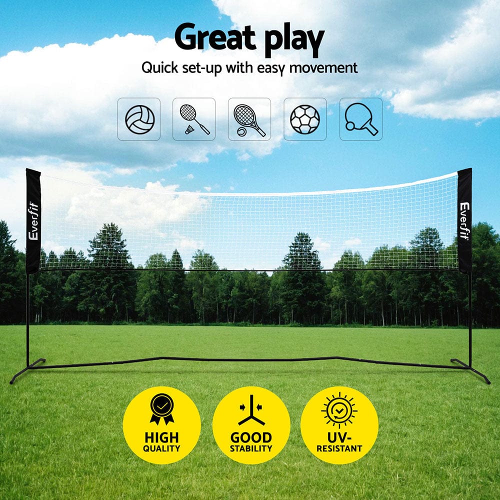 Everfit Sports & Fitness > Ball Sports > Netball & Netball Accessories Everfit 3.6M Badminton Tennis Net Portable Volleyball Kit Adjustable Height