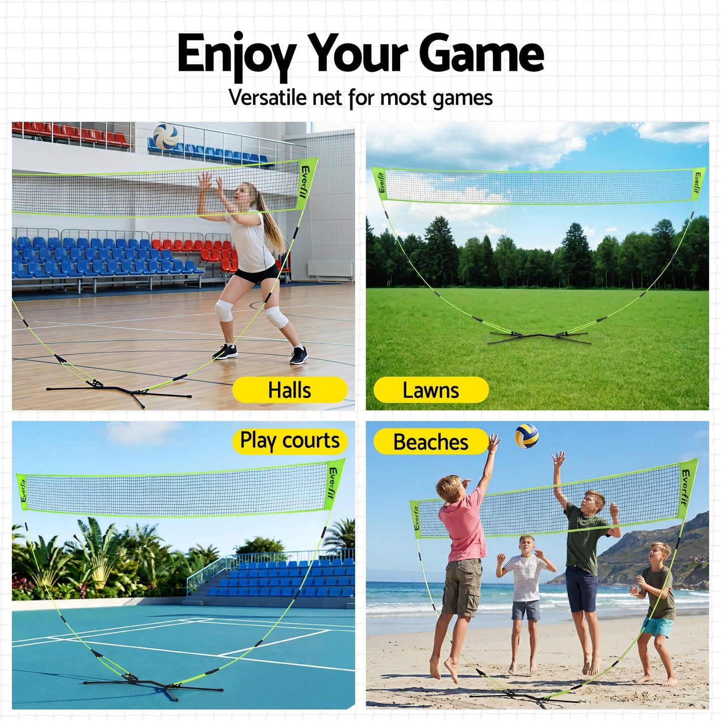 Everfit Sports & Fitness > Ball Sports > Netball & Netball Accessories Everfit 3M Badminton Tennis Net Portable Volleyball Kit Yellow