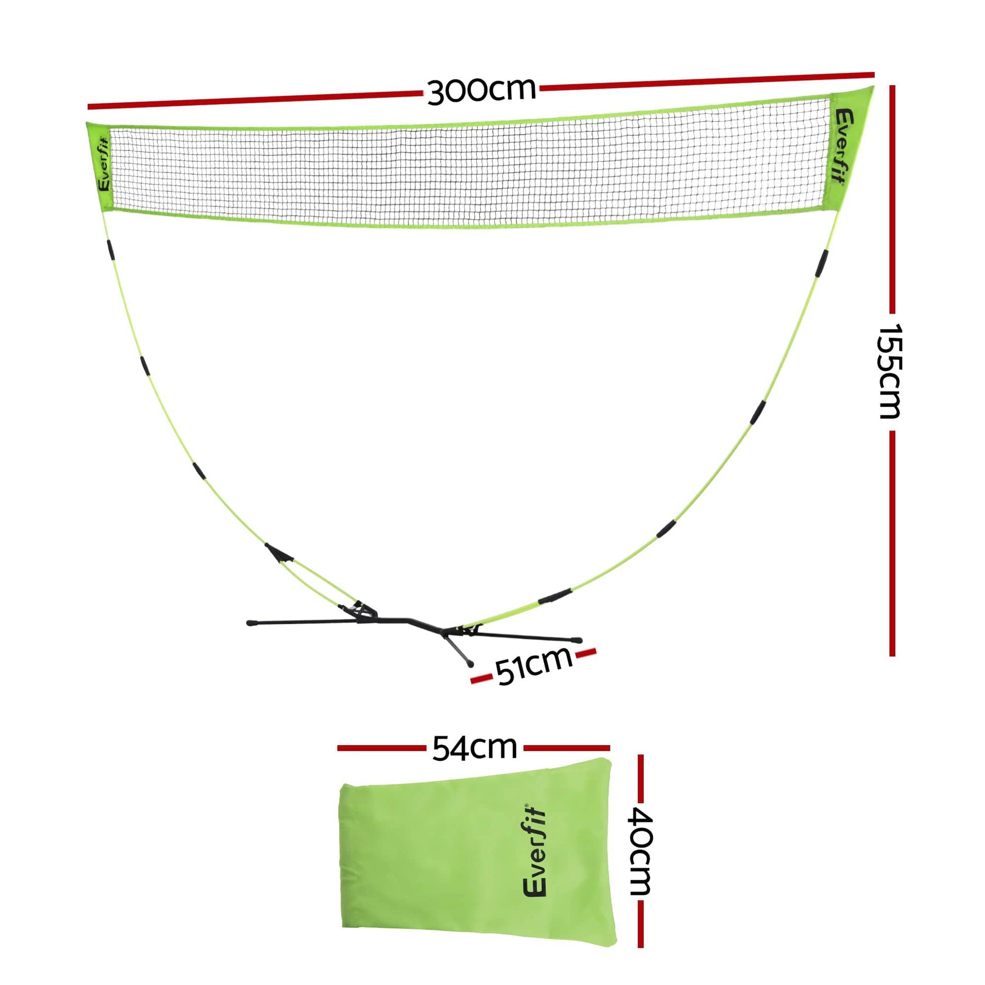 Everfit Sports & Fitness > Ball Sports > Netball & Netball Accessories Everfit 3M Badminton Tennis Net Portable Volleyball Kit Yellow