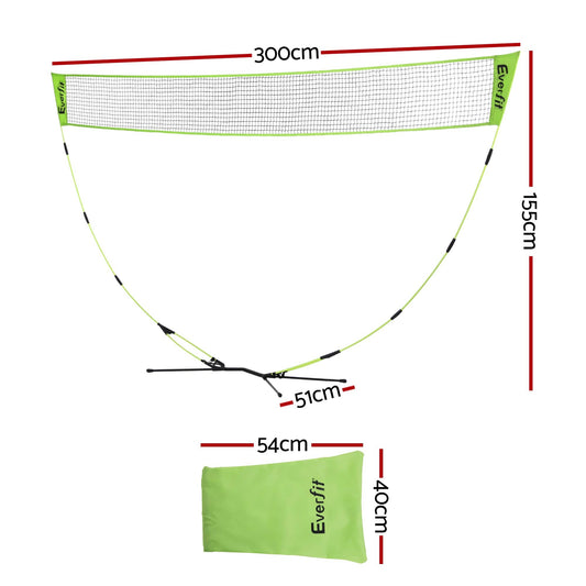 Everfit Sports & Fitness > Ball Sports > Netball & Netball Accessories Everfit 3M Badminton Tennis Net Portable Volleyball Kit Yellow