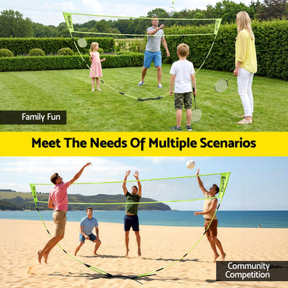 Everfit Sports & Fitness > Ball Sports > Netball & Netball Accessories Everfit 3M Badminton Tennis Net Portable Volleyball Kit Yellow