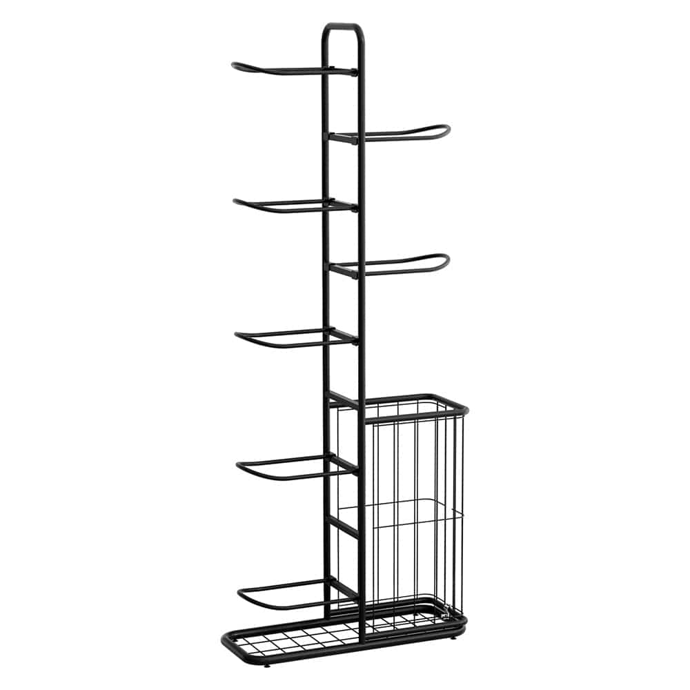 Everfit Sports & Fitness > Bikes & Accessories > Bicycle Stands & Storage Everfit Ball Storage Rack Sports Equipment Organizer 7-Tier with Basket for Garage Gym Black