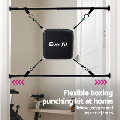 Everfit Sports & Fitness > Exercise, Gym & Fitness > Boxing & Martial Arts Everfit Doorway Punching Bag Adjustable Apartment Friendly with Boxing Gloves Black