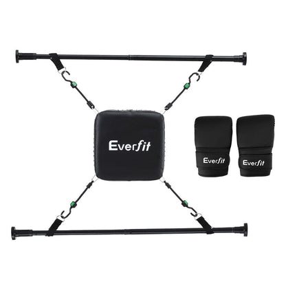 Everfit Sports & Fitness > Exercise, Gym & Fitness > Boxing & Martial Arts Everfit Doorway Punching Bag Adjustable Apartment Friendly with Boxing Gloves Black