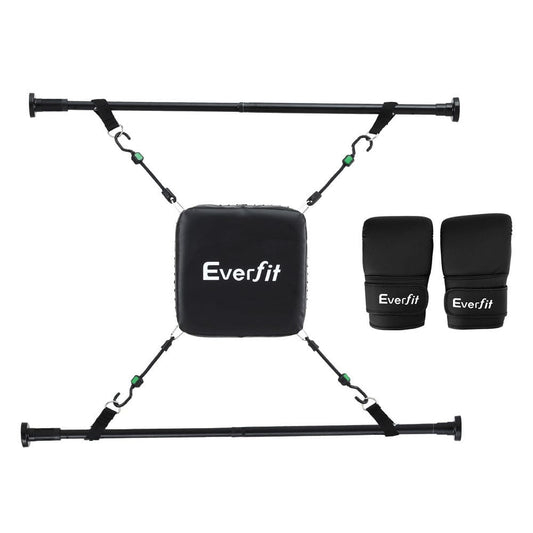 Everfit Sports & Fitness > Exercise, Gym & Fitness > Boxing & Martial Arts Everfit Doorway Punching Bag Adjustable Apartment Friendly with Boxing Gloves Black