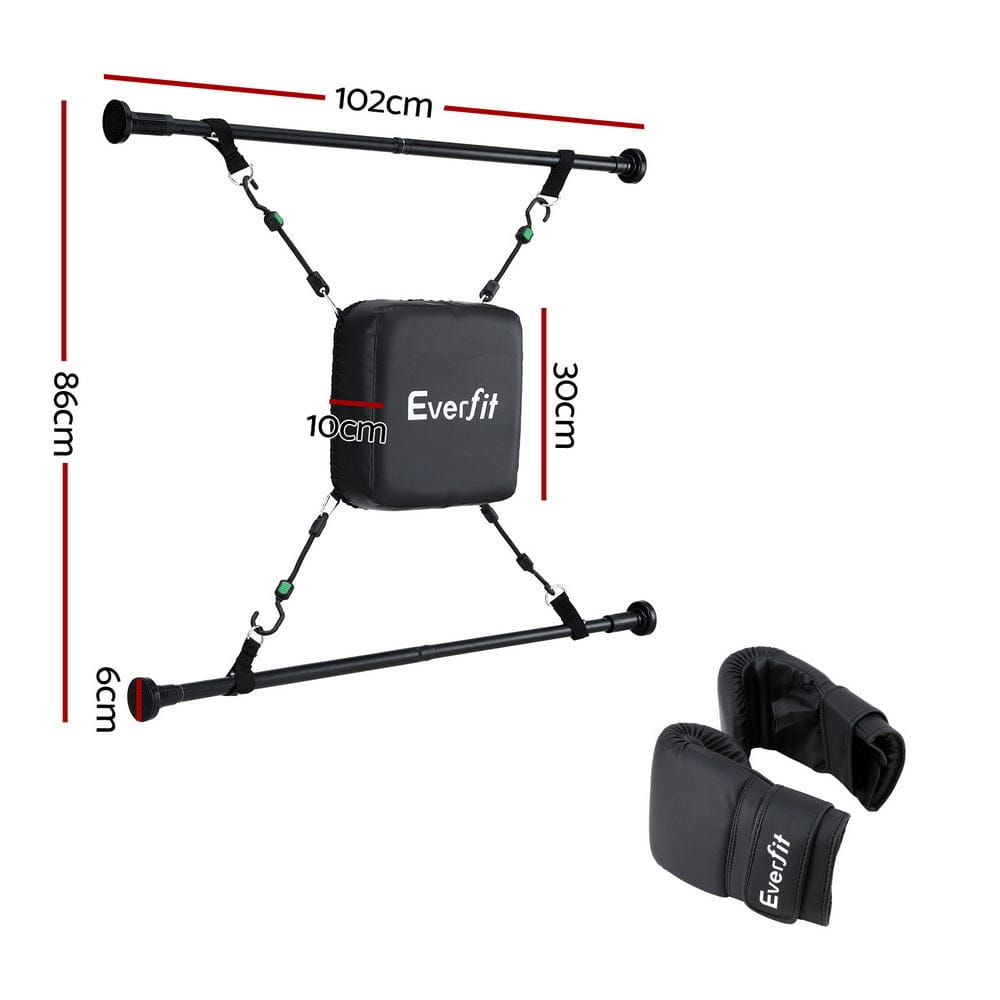 Everfit Sports & Fitness > Exercise, Gym & Fitness > Boxing & Martial Arts Everfit Doorway Punching Bag Adjustable Apartment Friendly with Boxing Gloves Black