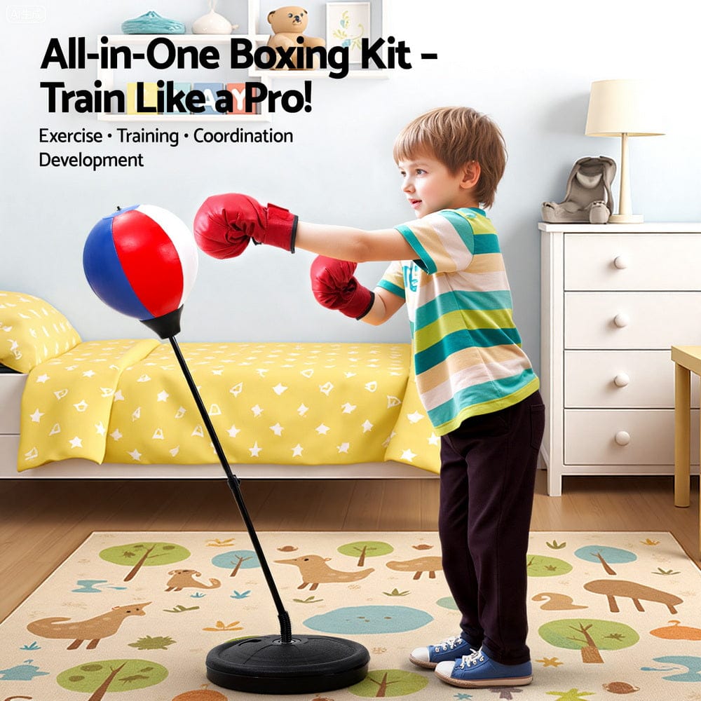 Everfit Sports & Fitness > Exercise, Gym & Fitness > Boxing & Martial Arts Everfit Kids Punching Bag Stand Set Adjustable 76-112cm with Gloves & Pump