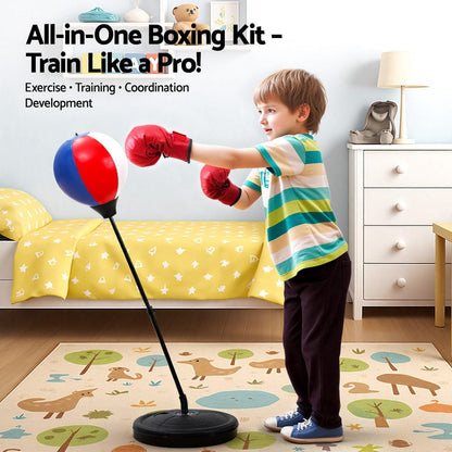 Everfit Sports & Fitness > Exercise, Gym & Fitness > Boxing & Martial Arts Everfit Kids Punching Bag Stand Set Adjustable 76-112cm with Gloves & Pump