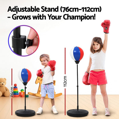 Everfit Sports & Fitness > Exercise, Gym & Fitness > Boxing & Martial Arts Everfit Kids Punching Bag Stand Set Adjustable 76-112cm with Gloves & Pump