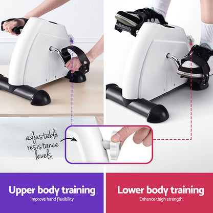 Everfit Sports & Fitness > Exercise, Gym & Fitness > Exercise Bikes Everfit Pedal Exerciser Mini Exercise Bike Cross Trainer Under Desk Bike White
