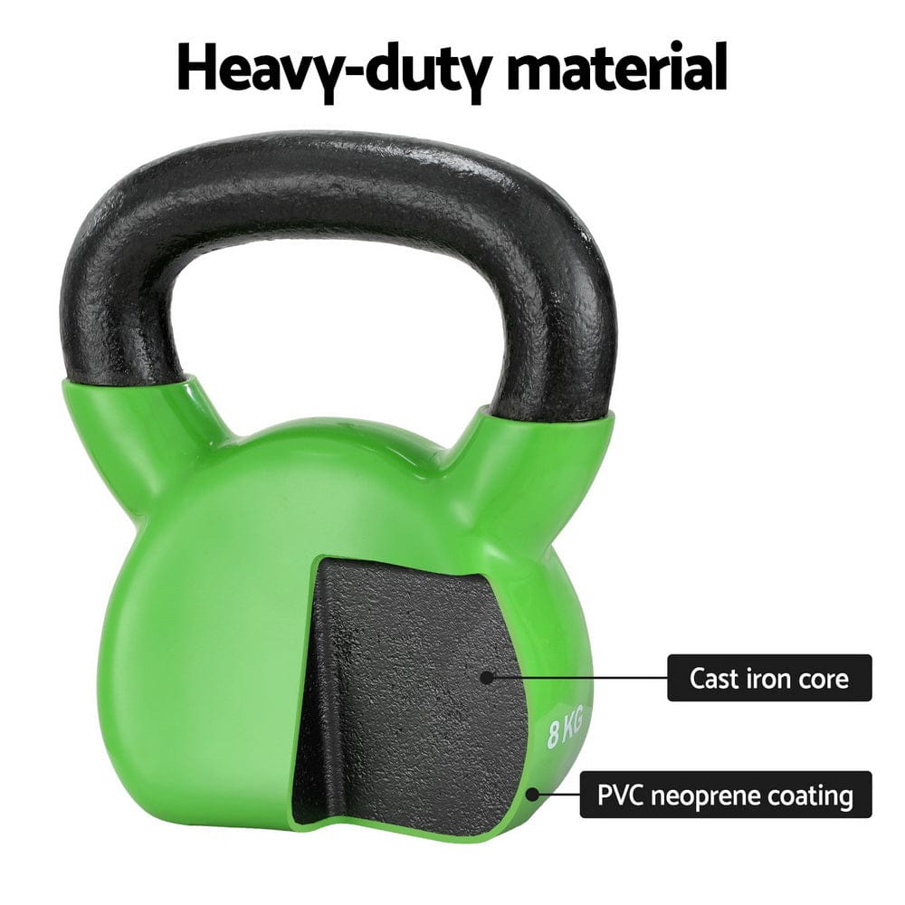 Everfit Sports & Fitness > Exercise, Gym & Fitness > Free Weights Everfit 8kg Kettlebell Set Weightlifting Bench Dumbbells Kettle Bell Gym Home