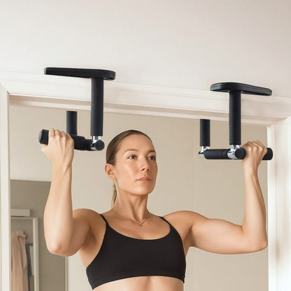 Everfit Sports & Fitness > Exercise, Gym & Fitness > Free Weights Everfit Pull Up Bar Chin Up Grips Foldable Doorway Gym Portable Black