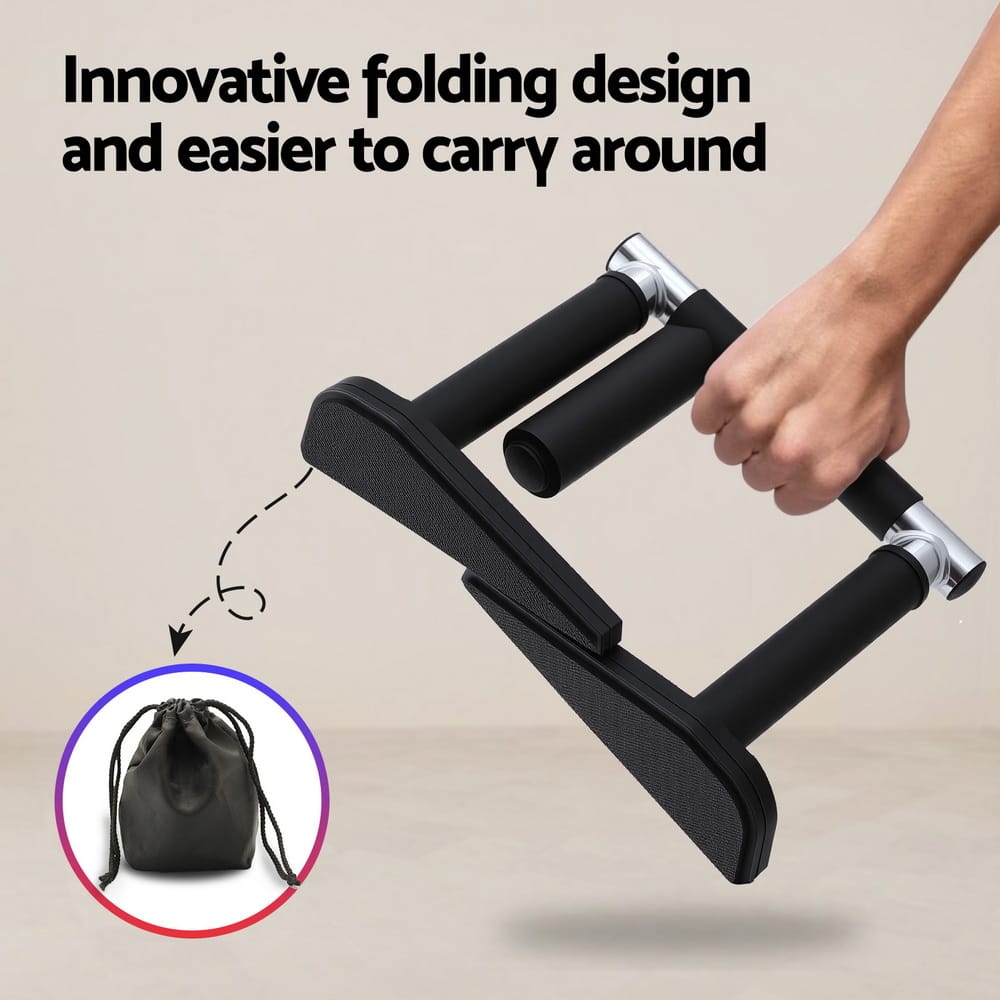 Everfit Sports & Fitness > Exercise, Gym & Fitness > Free Weights Everfit Pull Up Bar Chin Up Grips Foldable Doorway Gym Portable Black