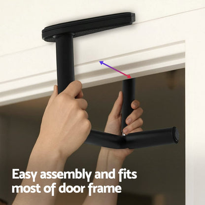 Everfit Sports & Fitness > Exercise, Gym & Fitness > Free Weights Everfit Pull Up Bar Chin Up Grips Foldable Doorway Gym Portable Black