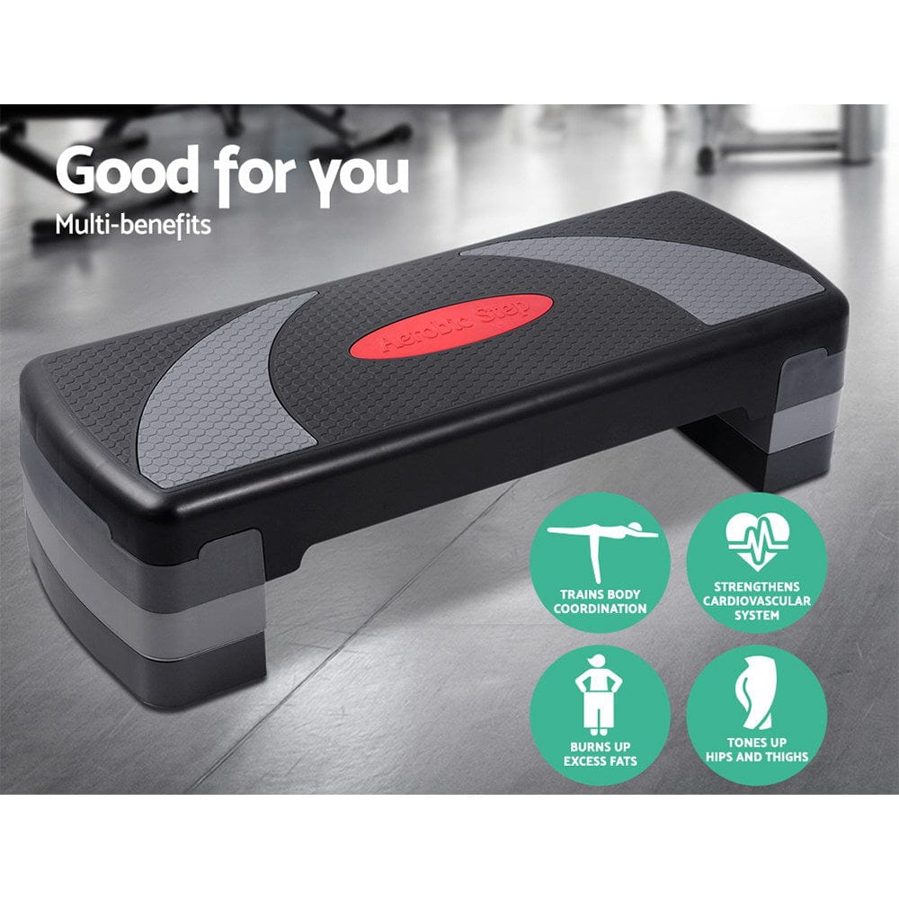 Everfit Sports & Fitness > Exercise, Gym & Fitness > Gym & Training Step Everfit 3 Level Aerobic Step Exercise Stepper 78cm Gym Home Fitness
