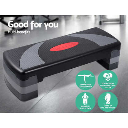 Everfit Sports & Fitness > Exercise, Gym & Fitness > Gym & Training Step Everfit 3 Level Aerobic Step Exercise Stepper 78cm Gym Home Fitness