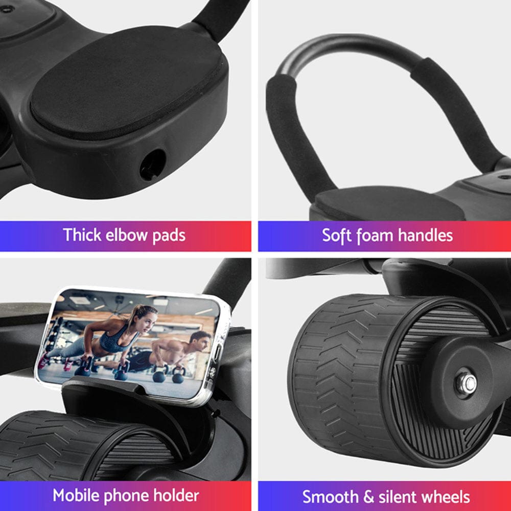 Everfit Sports & Fitness > Exercise, Gym & Fitness > Gym & Training Step Everfit Ab Roller Automatic Rebound Abdominal Exercise Wheel Home Gym Workout
