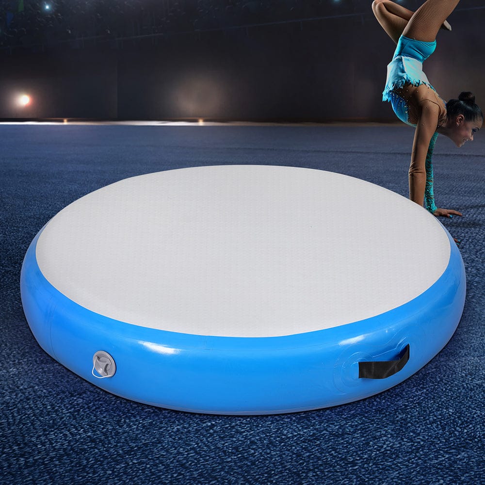 Everfit Sports & Fitness > Exercise, Gym & Fitness > Gymnastics Everfit 1m Air Track Spot Inflatable Gymnastics Tumbling Mat Round Blue