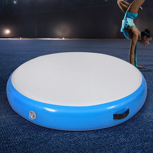 Everfit Sports & Fitness > Exercise, Gym & Fitness > Gymnastics Everfit 1m Air Track Spot Inflatable Gymnastics Tumbling Mat Round Blue