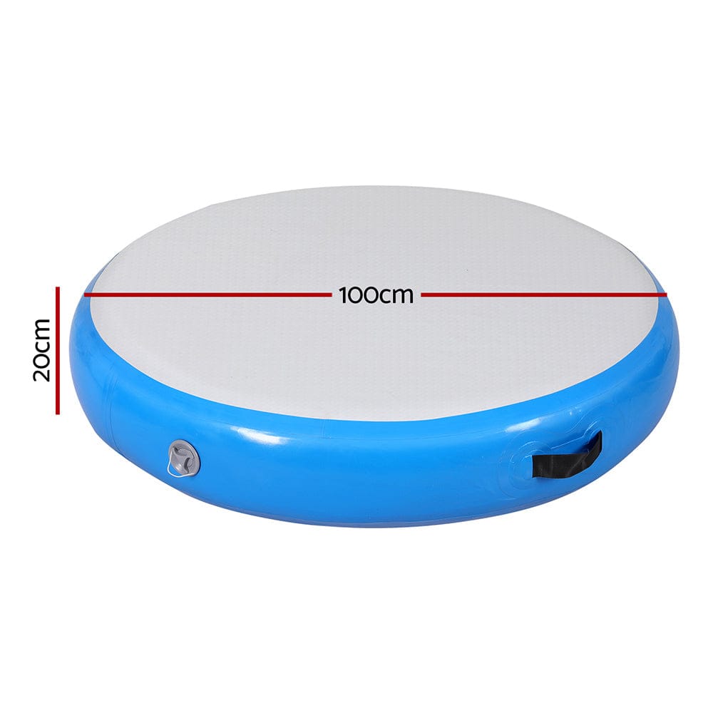 Everfit Sports & Fitness > Exercise, Gym & Fitness > Gymnastics Everfit 1m Air Track Spot Inflatable Gymnastics Tumbling Mat Round Blue