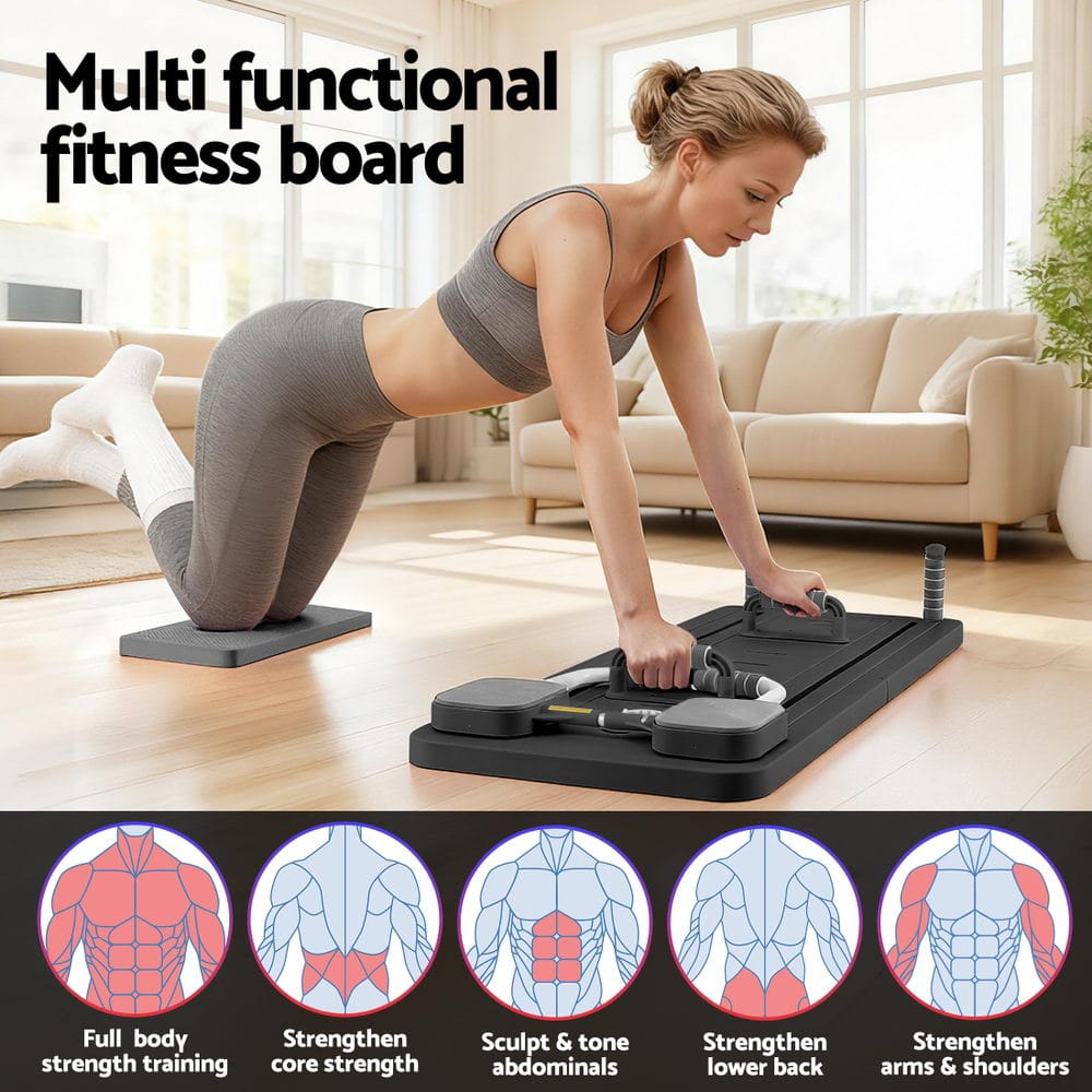 Everfit Sports & Fitness > Exercise, Gym & Fitness > Yoga & Pilates Everfit Pilates Board Foldable Reformer Multi Functional Exercise Trainer Black