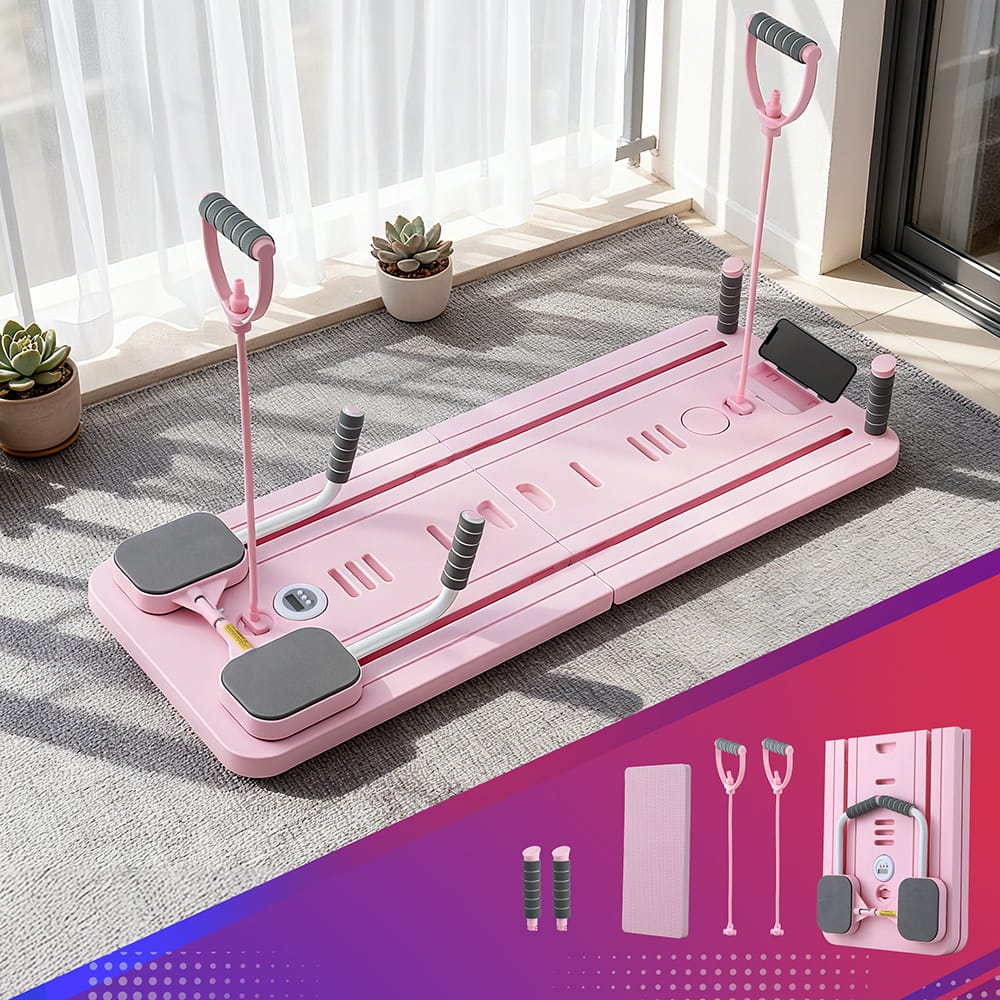 Everfit Sports & Fitness > Exercise, Gym & Fitness > Yoga & Pilates Everfit Pilates Board Foldable Reformer Multi Functional Exercise Trainer Pink