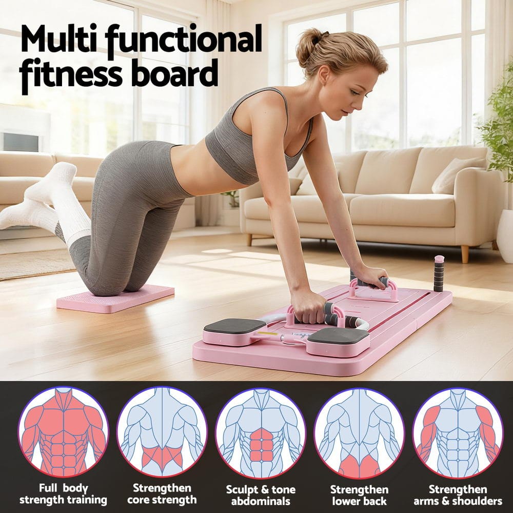 Everfit Sports & Fitness > Exercise, Gym & Fitness > Yoga & Pilates Everfit Pilates Board Foldable Reformer Multi Functional Exercise Trainer Pink
