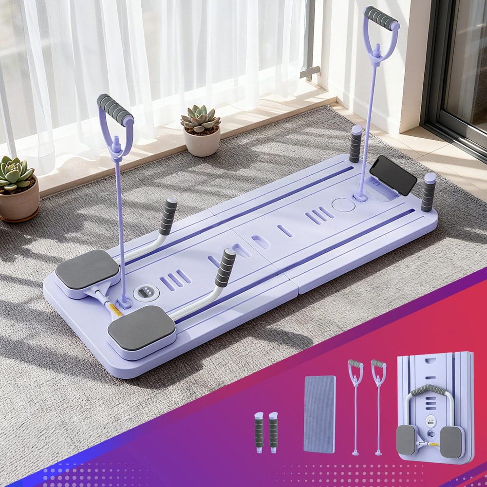 Everfit Sports & Fitness > Exercise, Gym & Fitness > Yoga & Pilates Everfit Pilates Board Foldable Reformer Multi Functional Exercise Trainer Purple
