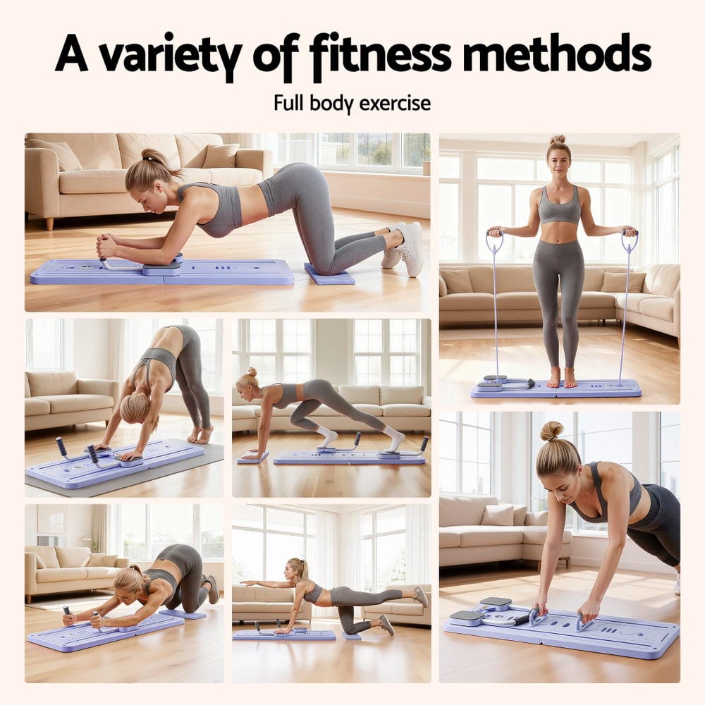 Everfit Sports & Fitness > Exercise, Gym & Fitness > Yoga & Pilates Everfit Pilates Board Foldable Reformer Multi Functional Exercise Trainer Purple
