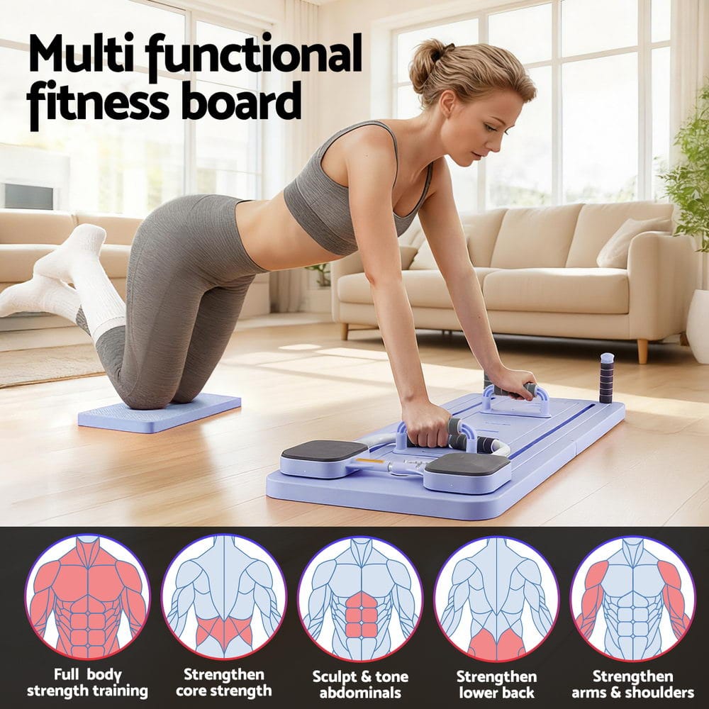Everfit Sports & Fitness > Exercise, Gym & Fitness > Yoga & Pilates Everfit Pilates Board Foldable Reformer Multi Functional Exercise Trainer Purple