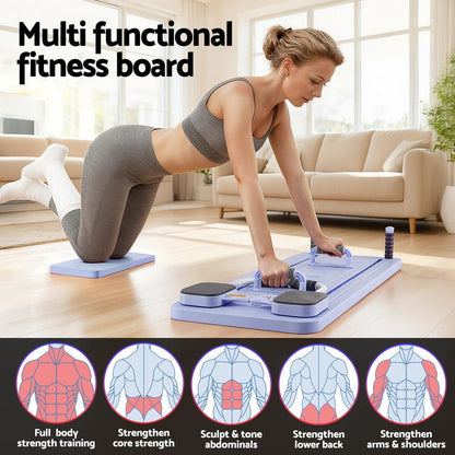 Everfit Sports & Fitness > Exercise, Gym & Fitness > Yoga & Pilates Everfit Pilates Reformer Abdominal Exercise Board Push Up Set Fitness Purple