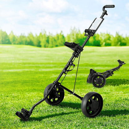 Everfit Sports & Fitness > Golf > Golf Accessories Everfit Golf Buggy Quick Folding Trolley Golf Cart Trolley 2 Wheels Cup Holder