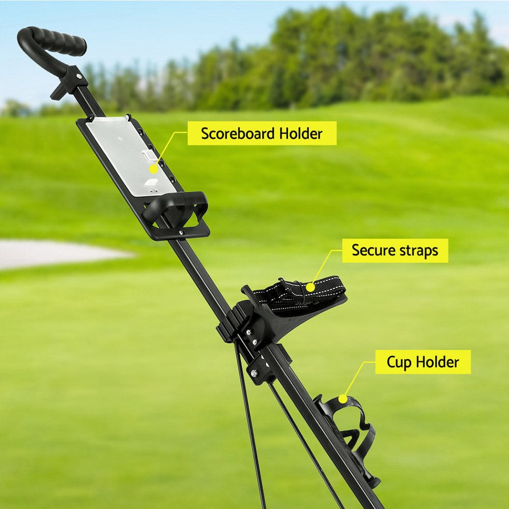 Everfit Sports & Fitness > Golf > Golf Accessories Everfit Golf Buggy Quick Folding Trolley Golf Cart Trolley 2 Wheels Cup Holder