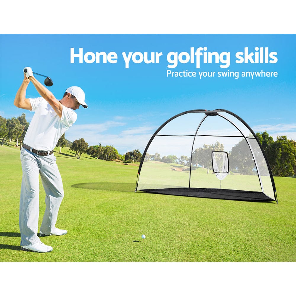 Everfit Sports & Fitness > Golf > Golf Training Aids Everfit 3.5m Golf Practice Net Portable Training Aid Driving Target Tent Black